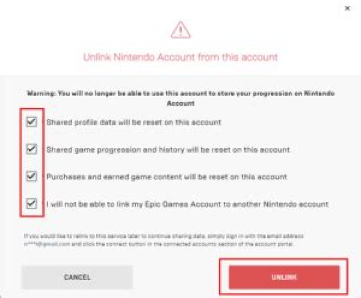 How do I unlink my epic games from My Nintendo account?