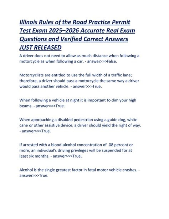 How many questions are on the Illinois Rules of the road test?