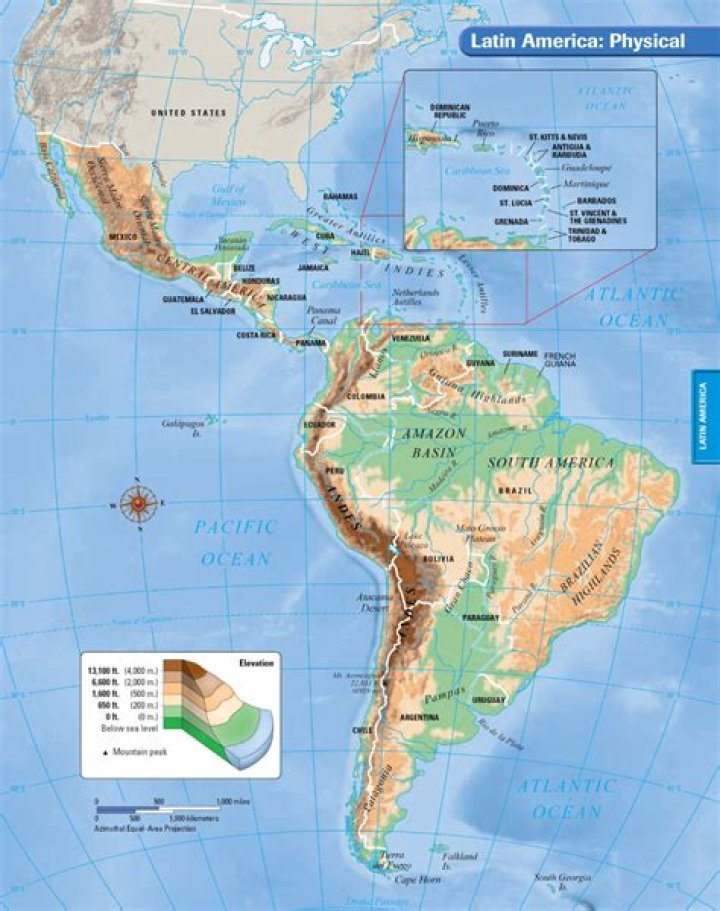 What are some landforms in Latin America?
